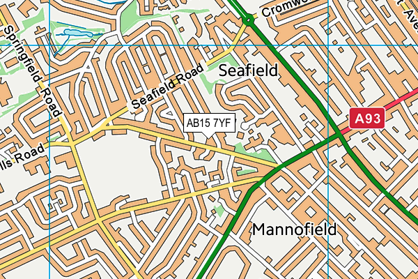 AB15 7YF map - OS VectorMap District (Ordnance Survey)
