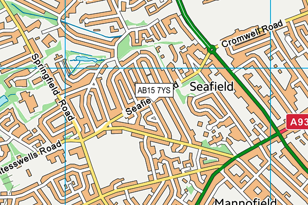AB15 7YS map - OS VectorMap District (Ordnance Survey)