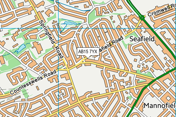 AB15 7YX map - OS VectorMap District (Ordnance Survey)