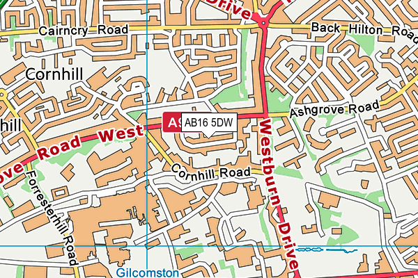 AB16 5DW map - OS VectorMap District (Ordnance Survey)