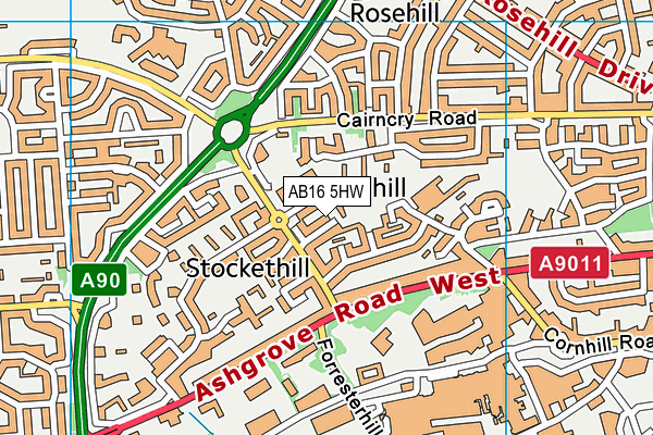 AB16 5HW map - OS VectorMap District (Ordnance Survey)
