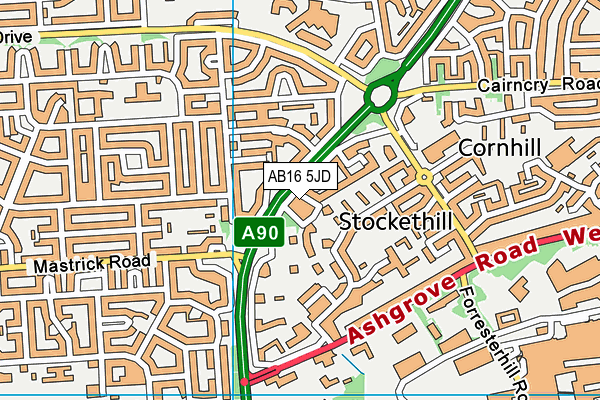 AB16 5JD map - OS VectorMap District (Ordnance Survey)