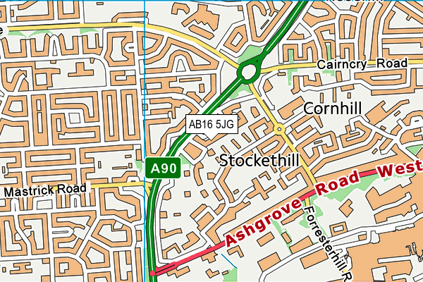 AB16 5JG map - OS VectorMap District (Ordnance Survey)