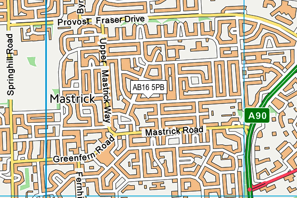 AB16 5PB map - OS VectorMap District (Ordnance Survey)