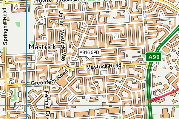 AB16 5PD map - OS VectorMap District (Ordnance Survey)