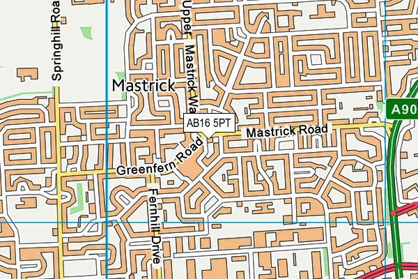 AB16 5PT map - OS VectorMap District (Ordnance Survey)