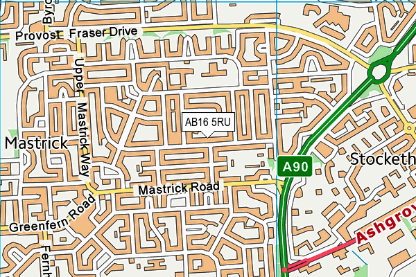 AB16 5RU map - OS VectorMap District (Ordnance Survey)