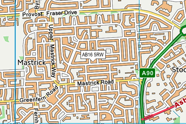 AB16 5RW map - OS VectorMap District (Ordnance Survey)