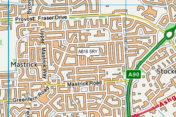 AB16 5RY map - OS VectorMap District (Ordnance Survey)