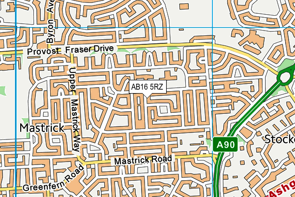 AB16 5RZ map - OS VectorMap District (Ordnance Survey)