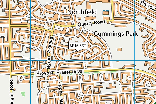 AB16 5ST map - OS VectorMap District (Ordnance Survey)