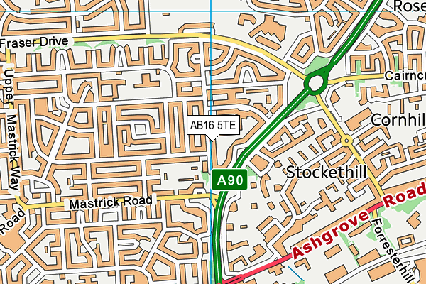 AB16 5TE map - OS VectorMap District (Ordnance Survey)