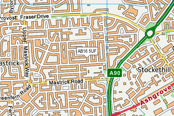 AB16 5UF map - OS VectorMap District (Ordnance Survey)