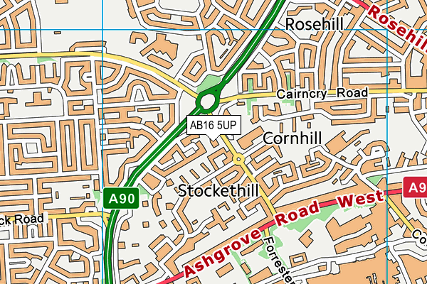 AB16 5UP map - OS VectorMap District (Ordnance Survey)