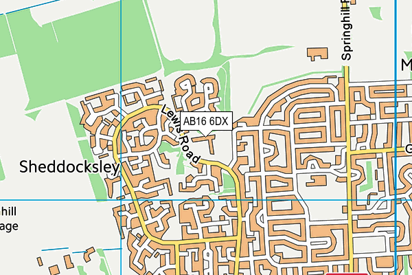 AB16 6DX map - OS VectorMap District (Ordnance Survey)