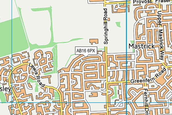 AB16 6PX map - OS VectorMap District (Ordnance Survey)