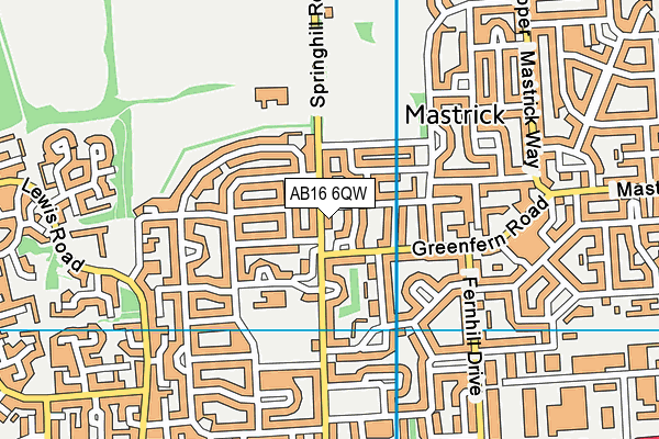 AB16 6QW map - OS VectorMap District (Ordnance Survey)