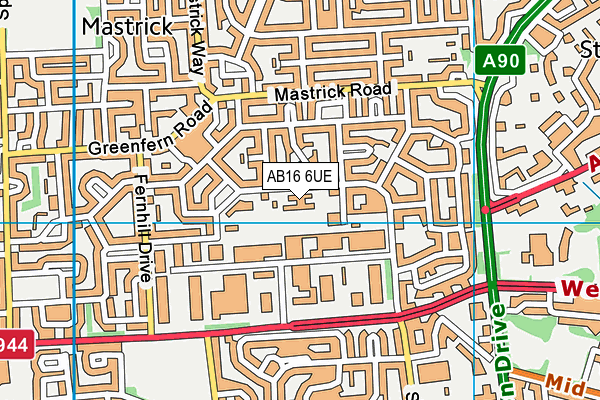 AB16 6UE map - OS VectorMap District (Ordnance Survey)