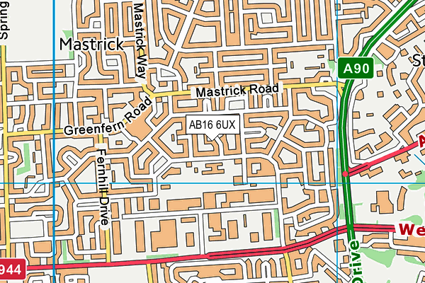 AB16 6UX map - OS VectorMap District (Ordnance Survey)