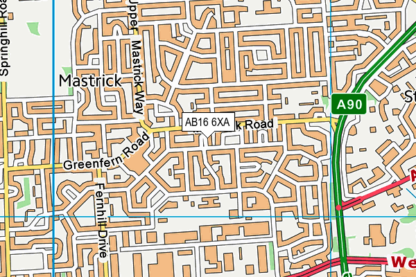 AB16 6XA map - OS VectorMap District (Ordnance Survey)