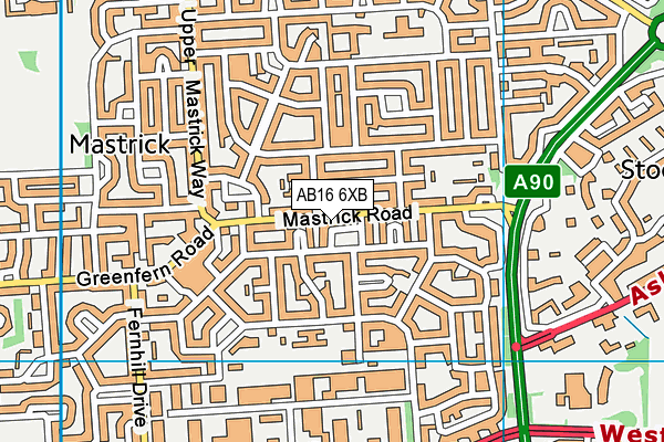 AB16 6XB map - OS VectorMap District (Ordnance Survey)