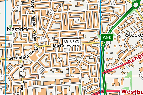 AB16 6XD map - OS VectorMap District (Ordnance Survey)