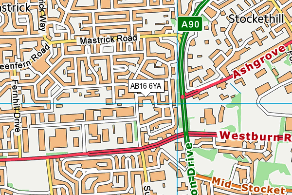 AB16 6YA map - OS VectorMap District (Ordnance Survey)