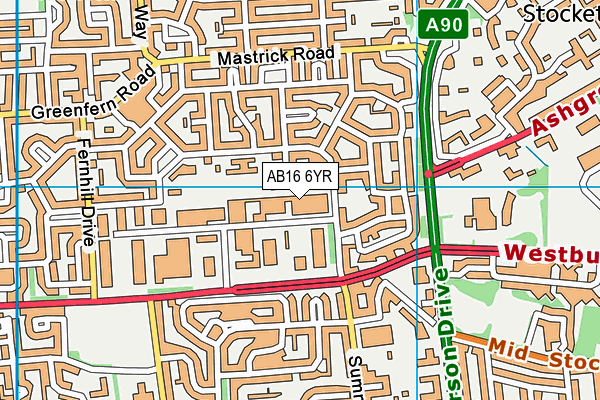 AB16 6YR map - OS VectorMap District (Ordnance Survey)