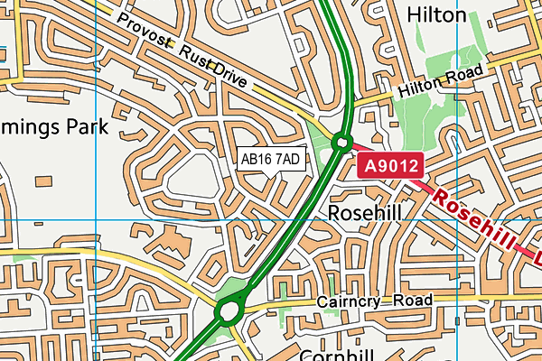 AB16 7AD map - OS VectorMap District (Ordnance Survey)