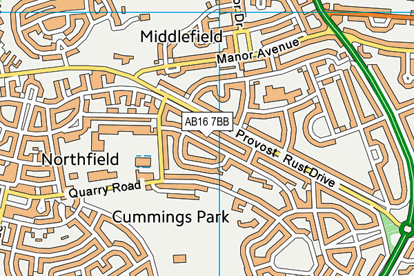 AB16 7BB map - OS VectorMap District (Ordnance Survey)
