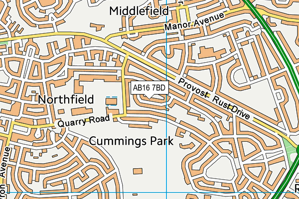 AB16 7BD map - OS VectorMap District (Ordnance Survey)
