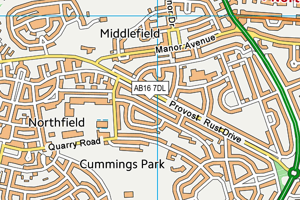 AB16 7DL map - OS VectorMap District (Ordnance Survey)