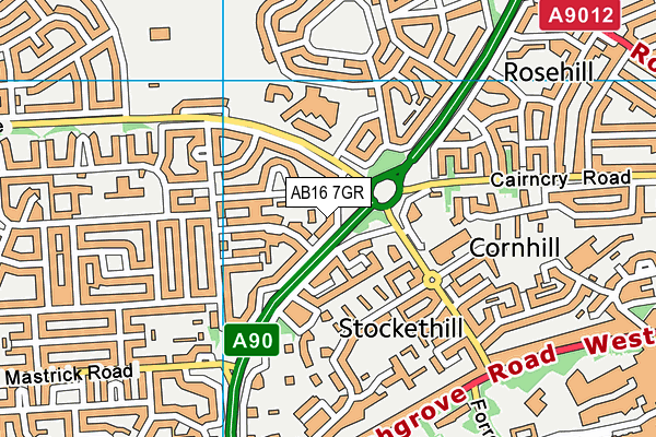 AB16 7GR map - OS VectorMap District (Ordnance Survey)