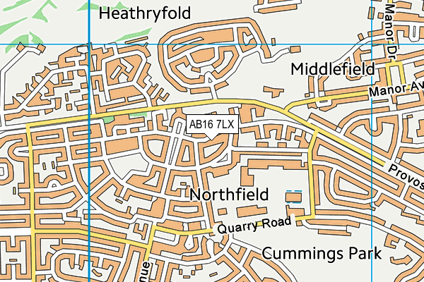 AB16 7LX map - OS VectorMap District (Ordnance Survey)