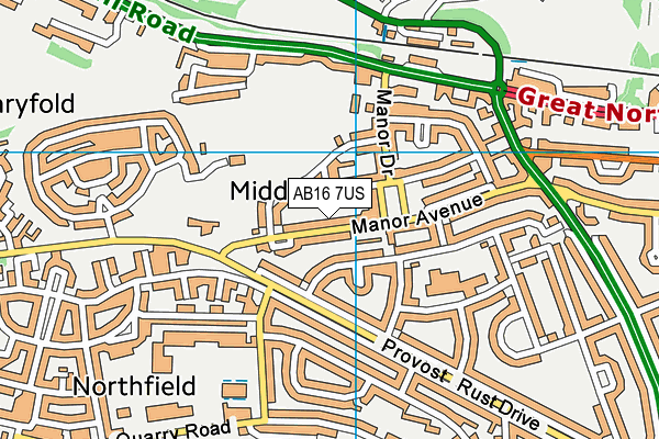 AB16 7US map - OS VectorMap District (Ordnance Survey)