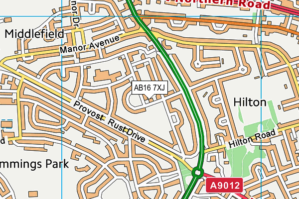 AB16 7XJ map - OS VectorMap District (Ordnance Survey)