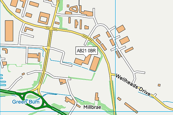 AB21 0BR map - OS VectorMap District (Ordnance Survey)