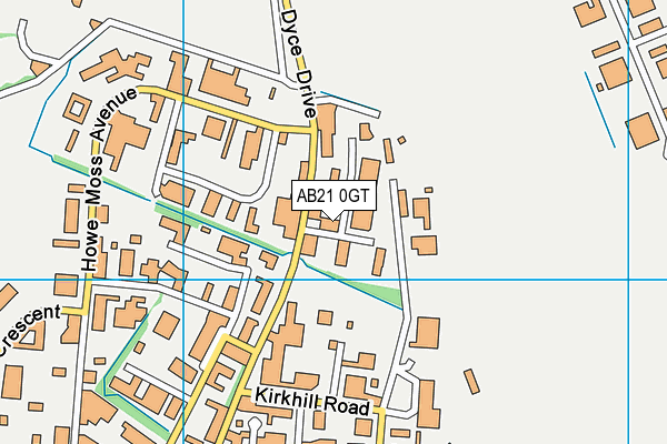 AB21 0GT map - OS VectorMap District (Ordnance Survey)