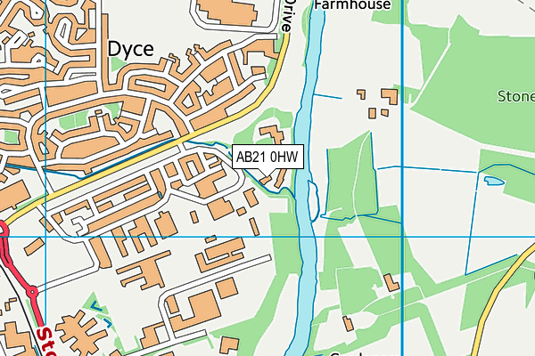 AB21 0HW map - OS VectorMap District (Ordnance Survey)