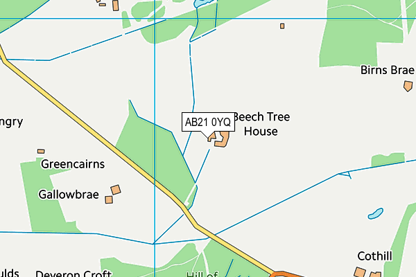 AB21 0YQ map - OS VectorMap District (Ordnance Survey)