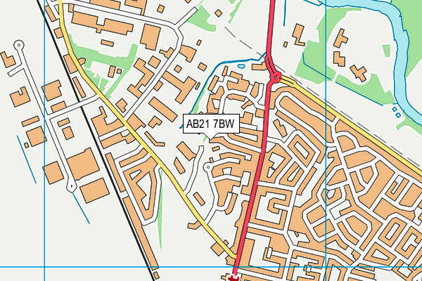 AB21 7BW map - OS VectorMap District (Ordnance Survey)