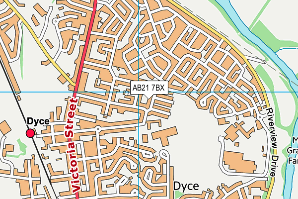 AB21 7BX map - OS VectorMap District (Ordnance Survey)