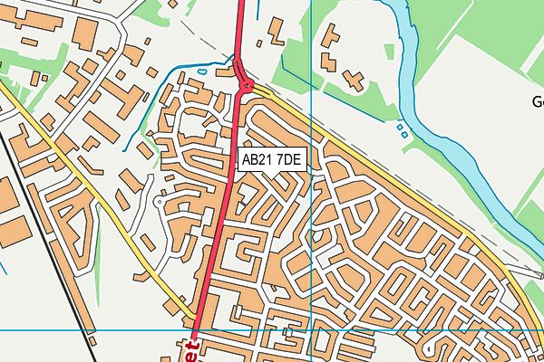 AB21 7DE map - OS VectorMap District (Ordnance Survey)