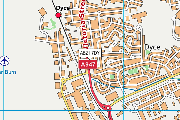 AB21 7DY map - OS VectorMap District (Ordnance Survey)
