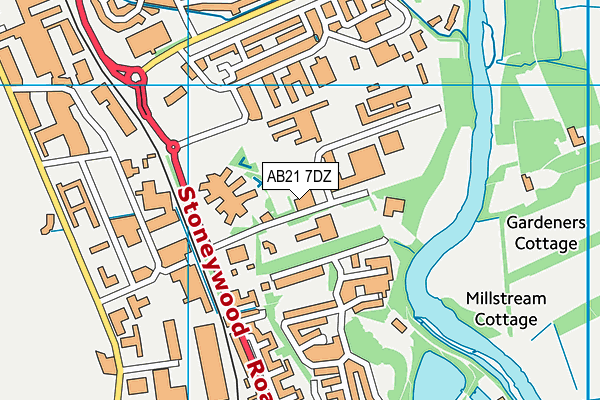 AB21 7DZ map - OS VectorMap District (Ordnance Survey)