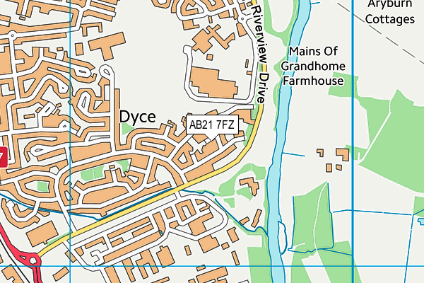 AB21 7FZ map - OS VectorMap District (Ordnance Survey)