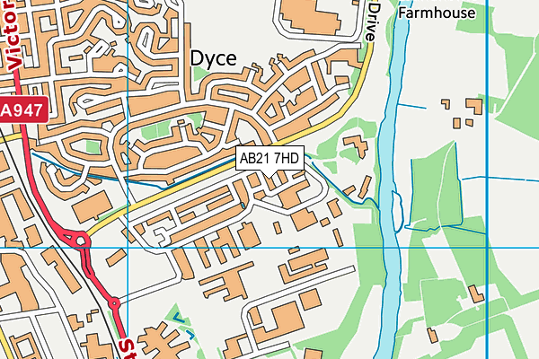 AB21 7HD map - OS VectorMap District (Ordnance Survey)