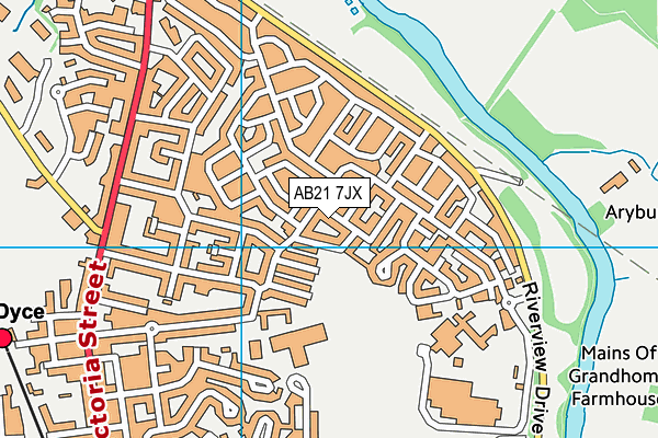 AB21 7JX map - OS VectorMap District (Ordnance Survey)