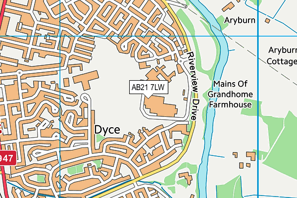 AB21 7LW map - OS VectorMap District (Ordnance Survey)