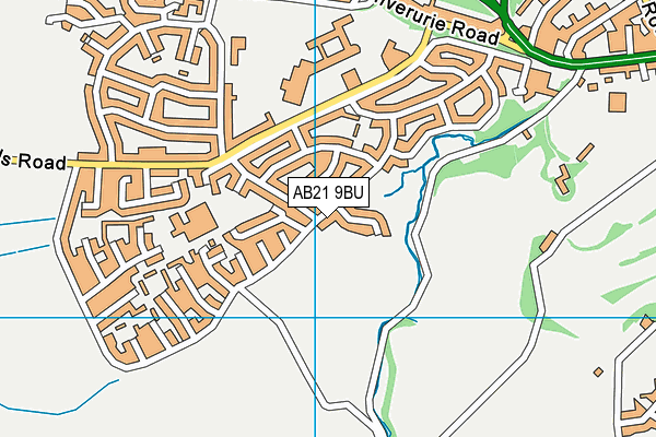 AB21 9BU map - OS VectorMap District (Ordnance Survey)